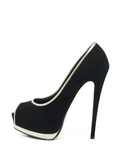 Pre-owned Giuseppe Zanotti Vintage Suede Platform Heeled Pumps In Black