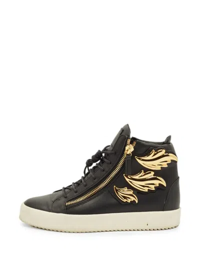 Pre-owned Giuseppe Zanotti Vintage Wings-plaque Sneakers In Black