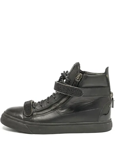 Pre-owned Giuseppe Zanotti Vintage Zip-up High-top Sneakers In Black