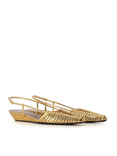 Giuseppe Zanotti Orsola Woven Pointed Sandals In Gold
