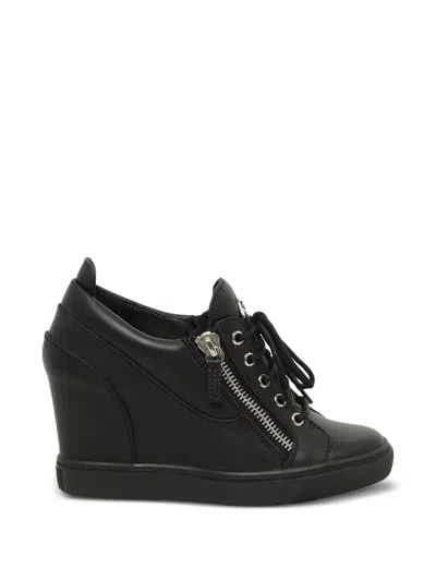 Giuseppe Zanotti Wedge-heel Zip-detail Sneakers In Black