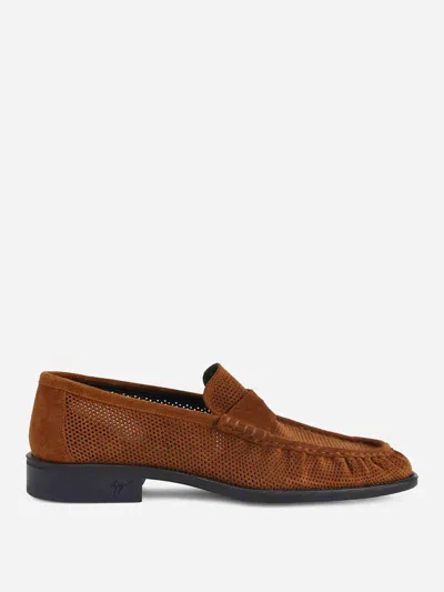 Giuseppe Zanotti Weeston Suede Loafers In Brown