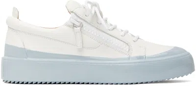 Giuseppe Zanotti White & Blue Frankie Match Sneakers In Birel - Vague Bianco