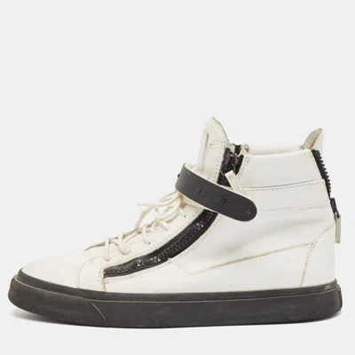 Pre-owned Giuseppe Zanotti White Leather High Top Sneakers Size 46