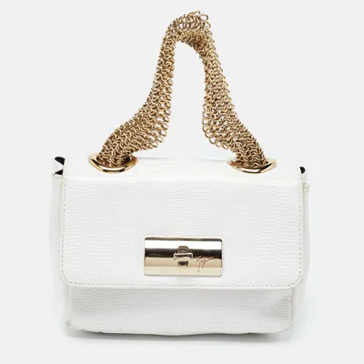 Pre-owned Giuseppe Zanotti White Textured Leather Multiple Chain Bag