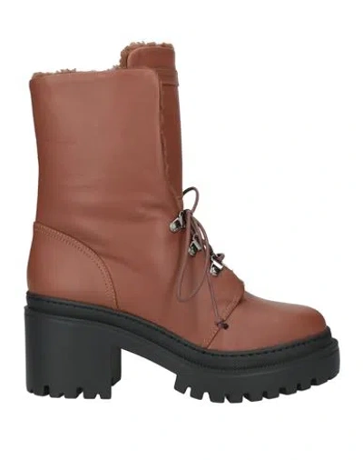 Giuseppe Zanotti Woman Ankle Boots Brown Size 6 Leather