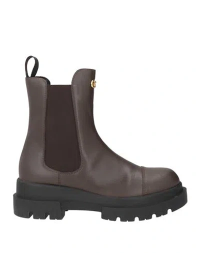 Giuseppe Zanotti Woman Ankle Boots Brown Size 7 Leather