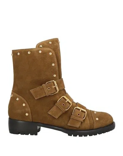 Giuseppe Zanotti Woman Ankle Boots Light Brown Size 11 Leather