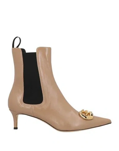 Giuseppe Zanotti Woman Ankle Boots Light Brown Size 8 Leather, Textile Fibers In Neutral
