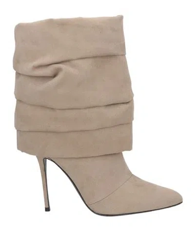 Giuseppe Zanotti Woman Ankle Boots Sand Size 8 Textile Fibers In Beige