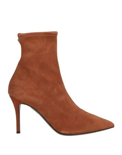 Giuseppe Zanotti Woman Ankle Boots Tan Size 7 Textile Fibers In Brown