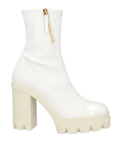 Giuseppe Zanotti Woman Ankle Boots White Size 7 Textile Fibers