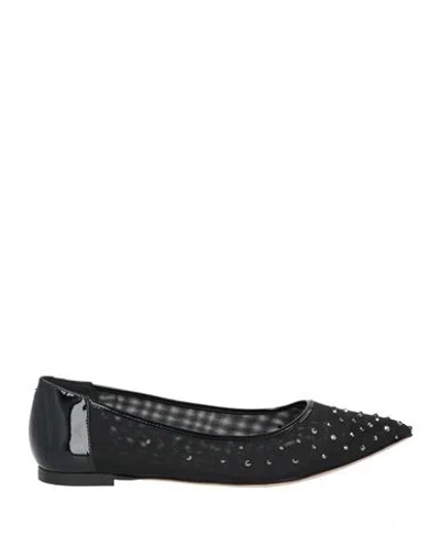 Giuseppe Zanotti Woman Ballet Flats Black Size 6.5 Leather, Textile Fibers