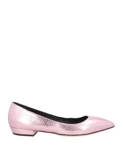 Giuseppe Zanotti Woman Ballet Flats Rose Gold Size 8 Leather In Pink