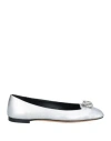 Giuseppe Zanotti Woman Ballet Flats Silver Size 7.5 Leather In Silver