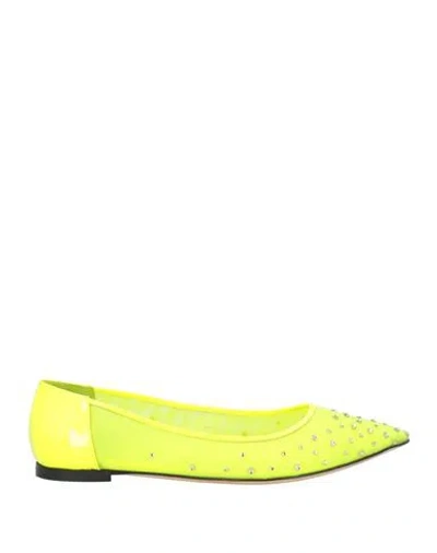 Giuseppe Zanotti Woman Ballet Flats Yellow Size 6 Leather, Textile Fibers