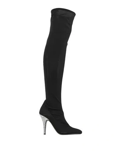 Giuseppe Zanotti Woman Boot Black Size 7 Textile Fibers, Leather