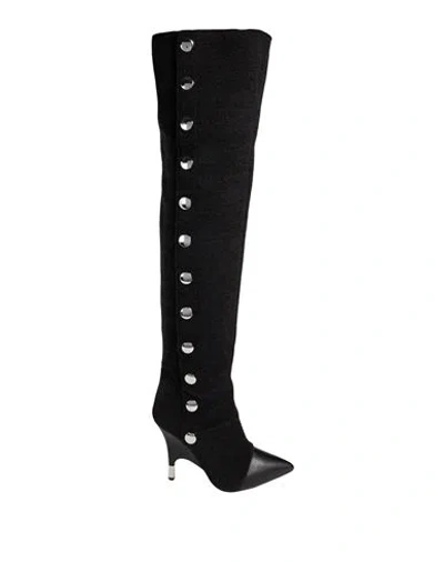 Giuseppe Zanotti Woman Boot Black Size 7 Textile Fibers, Soft Leather