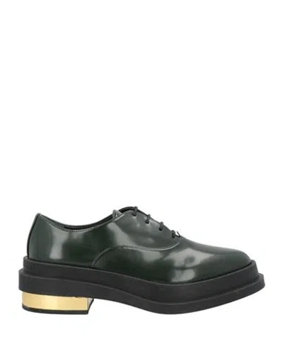 Giuseppe Zanotti Woman Lace-up Shoes Dark Green Size 7 Textile Fibers