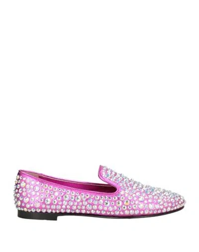 Giuseppe Zanotti Woman Loafers Fuchsia Size 6.5 Leather In Pink