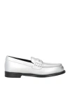 Giuseppe Zanotti Woman Loafers Silver Size 12 Leather In Silver