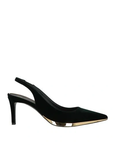 Giuseppe Zanotti Woman Pumps Dark Green Size 8 Textile Fibers In Black