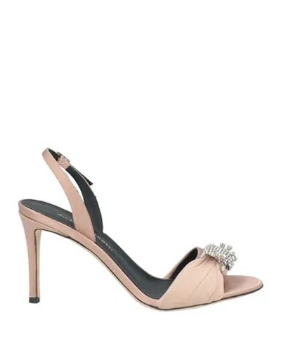 Giuseppe Zanotti Woman Sandals Blush Size 7.5 Leather, Textile Fibers In Pink