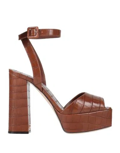 Giuseppe Zanotti Woman Sandals Brown Size 8 Textile Fibers