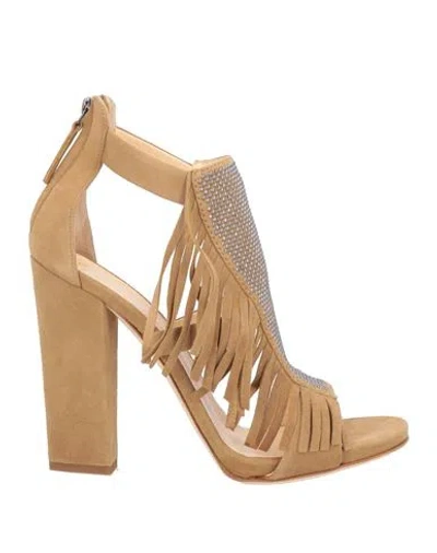 Giuseppe Zanotti Woman Sandals Camel Size 7.5 Leather In Multi
