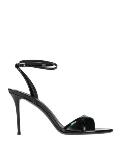 Giuseppe Zanotti Woman Sandals Dark Green Size 8 Leather In Black