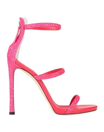 Giuseppe Zanotti Woman Sandals Fuchsia Size 6 Textile Fibers In Pink