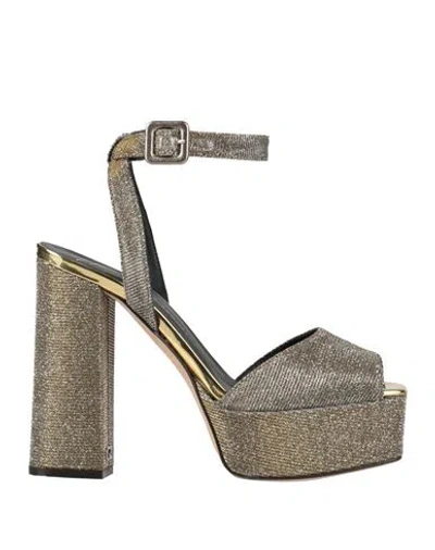 Giuseppe Zanotti Woman Sandals Gold Size 6 Textile Fibers In Gray