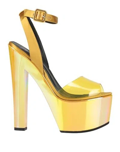 Giuseppe Zanotti Woman Sandals Marigold Size 7.5 Textile Fibers, Pvc - Polyvinyl Chloride In Yellow