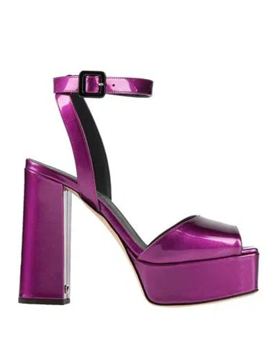 Giuseppe Zanotti Woman Sandals Mauve Size 7 Textile Fibers In Purple