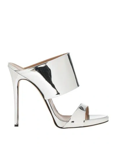 Giuseppe Zanotti Woman Sandals Silver Size 10 Rubber