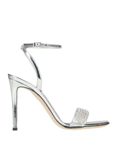 Giuseppe Zanotti Woman Sandals Silver Size 7 Textile Fibers