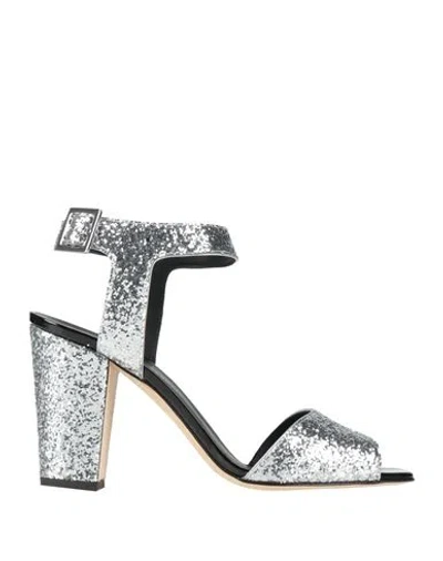 Giuseppe Zanotti Woman Sandals Silver Size 8 Textile Fibers