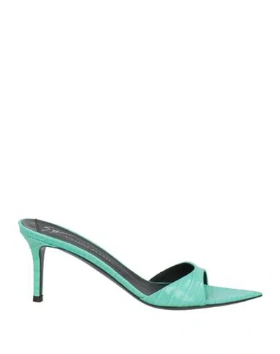 Giuseppe Zanotti Woman Sandals Turquoise Size 6.5 Leather In Blue