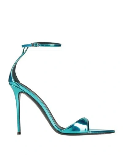 Giuseppe Zanotti Woman Sandals Turquoise Size 7 Leather In Multi