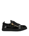 Giuseppe Zanotti Woman Sneakers Black Size 7 Soft Leather, Textile Fibers
