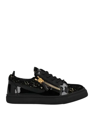 Giuseppe Zanotti Woman Sneakers Black Size 7 Leather, Textile Fibers