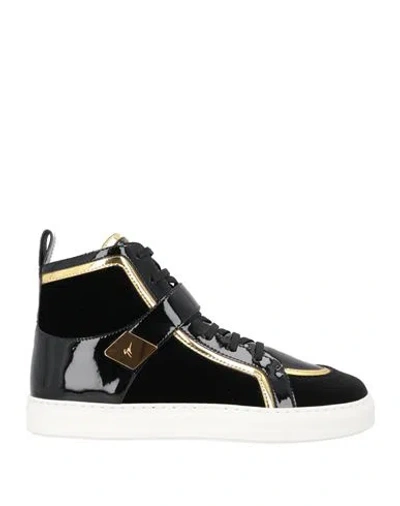 Giuseppe Zanotti Woman Sneakers Black Size 8 Leather, Textile Fibers