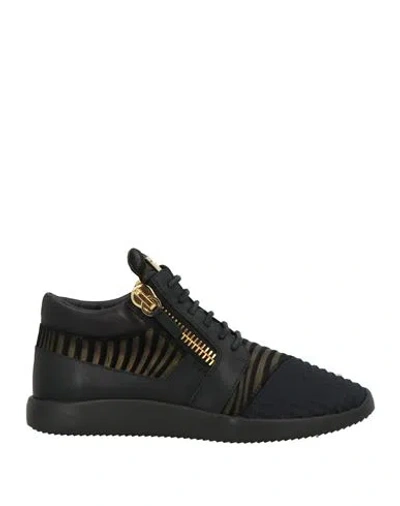 Giuseppe Zanotti Woman Sneakers Black Size 8 Leather, Textile Fibers