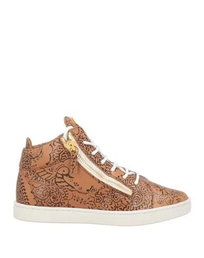 Giuseppe Zanotti Woman Sneakers Camel Size 8 Leather In Sand