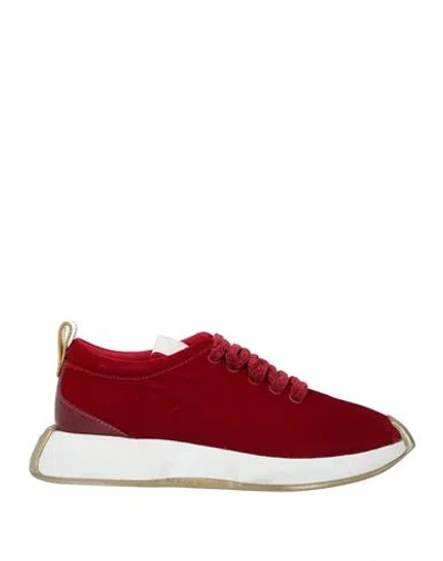 Giuseppe Zanotti Woman Sneakers Red Size 10 Textile Fibers, Soft Leather