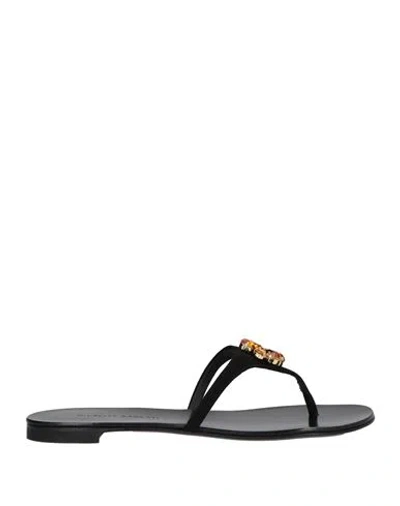 Giuseppe Zanotti Woman Thong Sandal Black Size 6 Leather