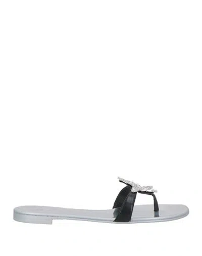 Giuseppe Zanotti Woman Thong Sandal Black Size 6.5 Leather