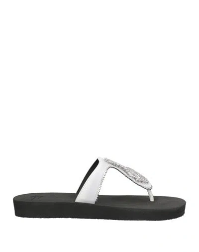 Giuseppe Zanotti Woman Thong Sandal Black Size 8 Leather In White
