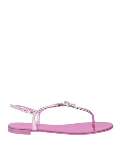 Giuseppe Zanotti Woman Thong Sandal Lilac Size 6 Leather In Purple