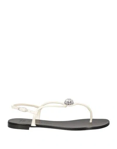 GIUSEPPE ZANOTTI GIUSEPPE ZANOTTI WOMAN THONG SANDAL WHITE SIZE 5.5 LEATHER